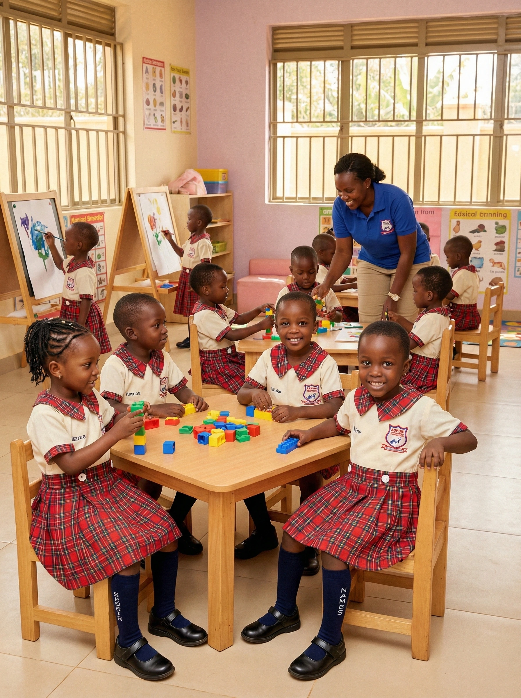 Kindergarten children learning